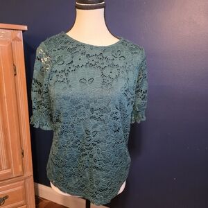 Elegant Lace Teal Top